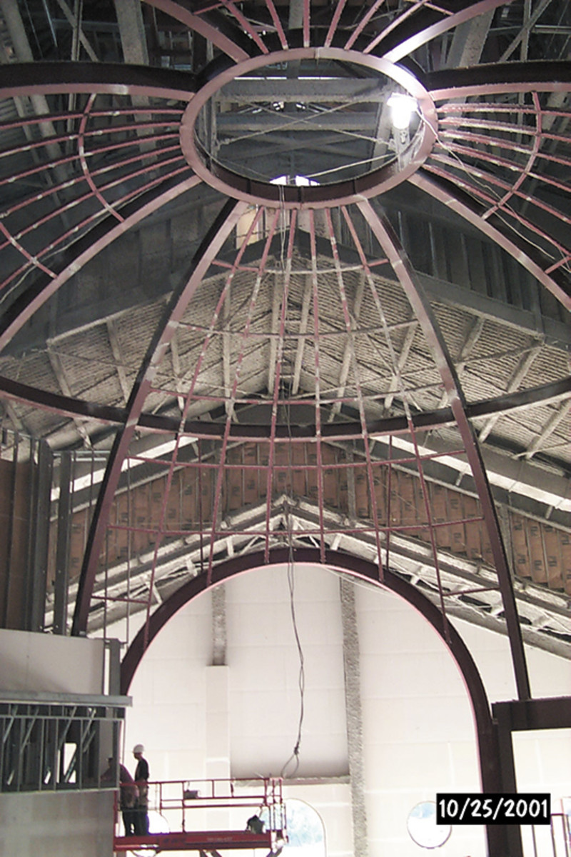construction of a stained-glass dome