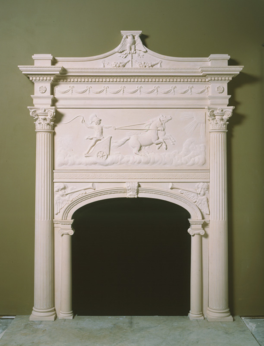 hand carved stone mantel