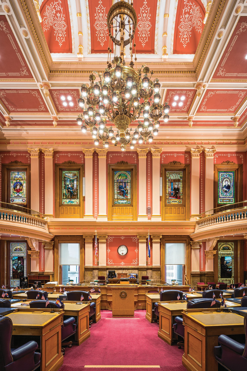 48-light chandelier in the Senate chambers