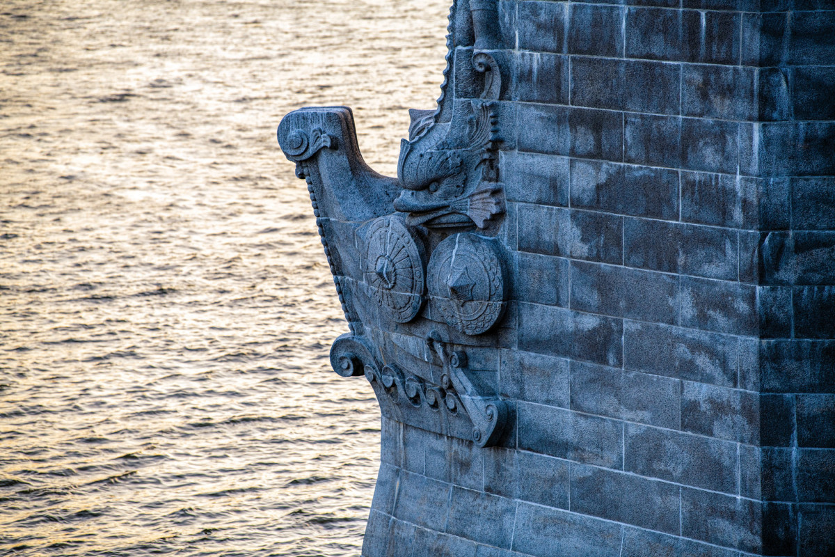  The granite tower carvings were inspired by prows of Viking ships.
