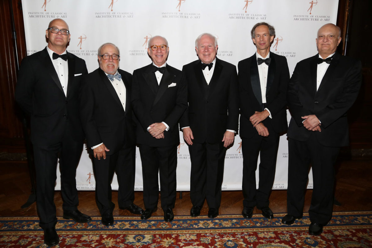 2021 Arthur Ross Awards Honorees Adrian Taylor, Edmund Hollander, Andrew Skurman, John F. W. Rogers, Charles Miers, and Michael Lykoudis, FAIA