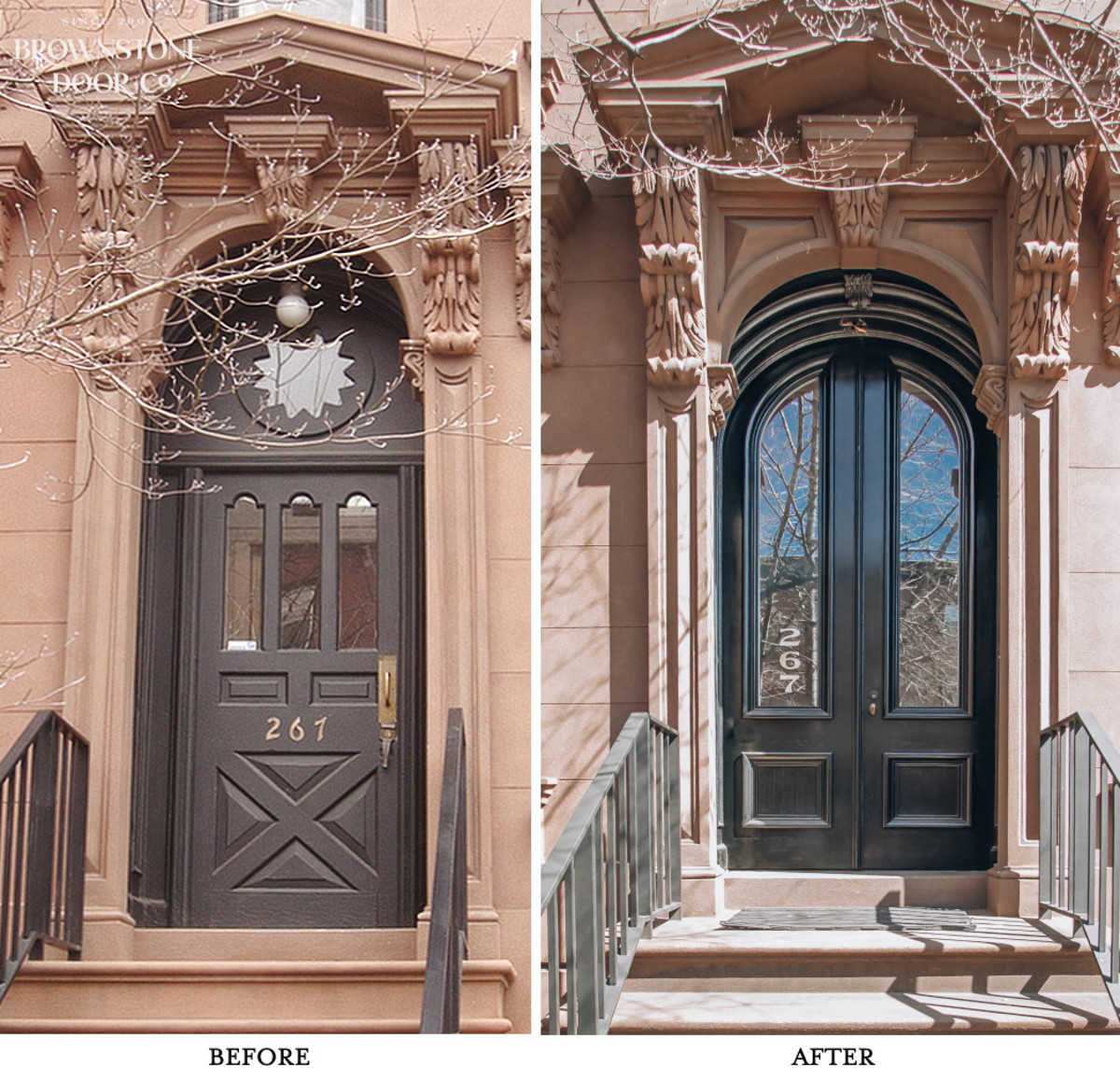 Fort Greene Landmark Brownstone Doors Before and After