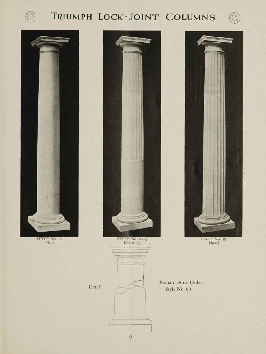 Triumph wood lock-joint columns, 1929