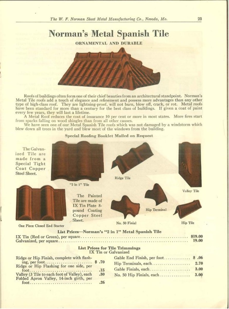 Sheet Metal Building Materials, 1936