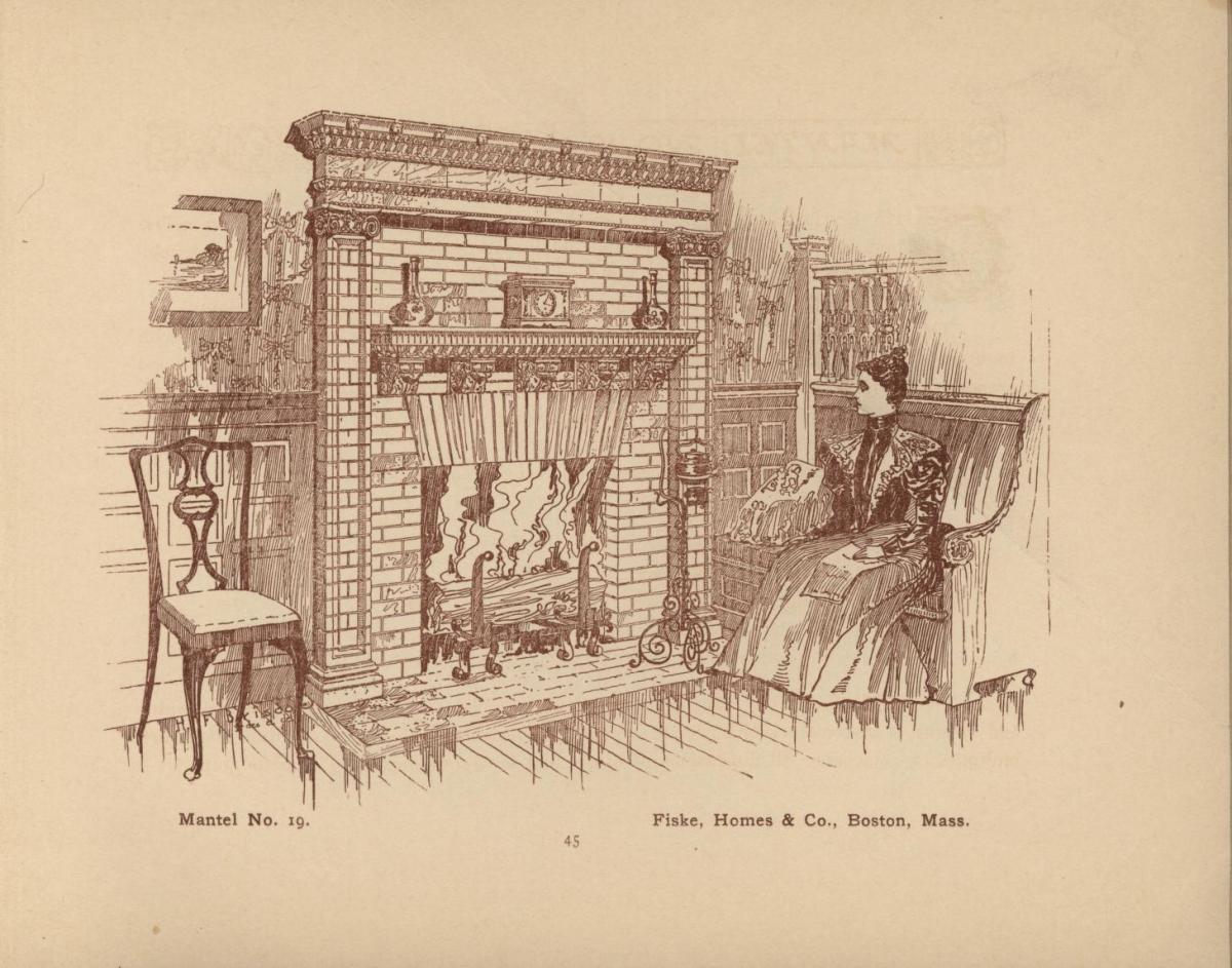 The open hearth: a catalogue of designs of brick and terra cotta fireplace mantels, 1897