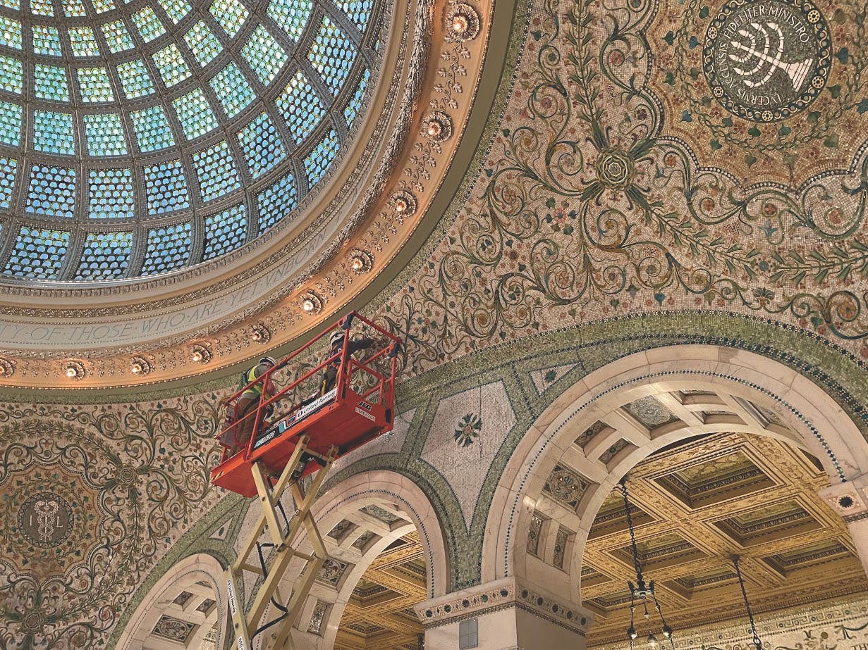 Chicago Cultural Center, Tiffany Glass mosaic. 