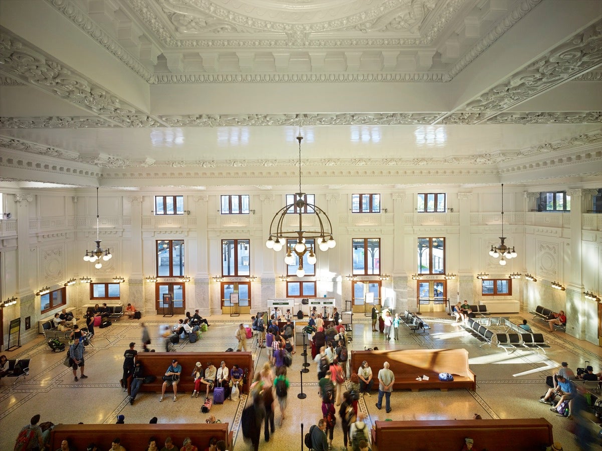top historic train station renovations US Seattle king street station