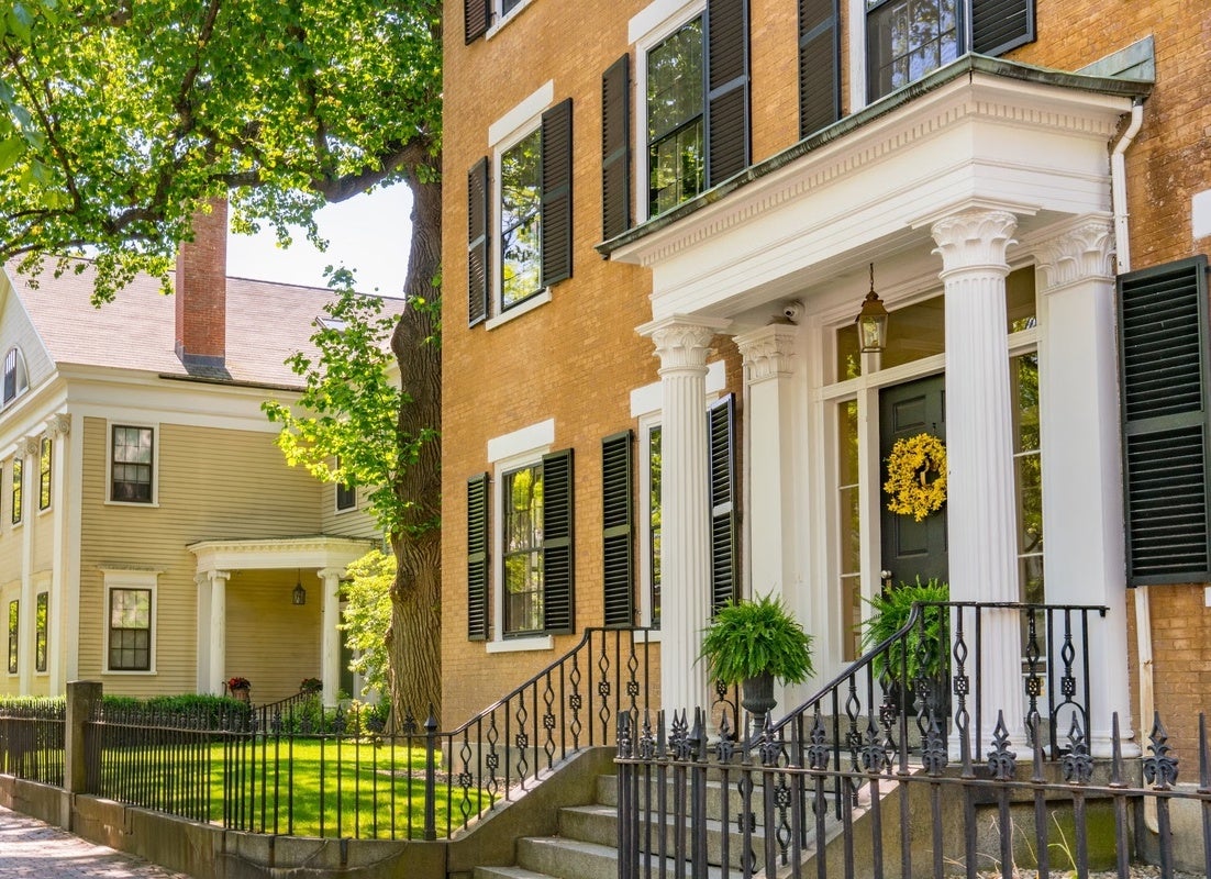 colonial georgian brick facade shutters columns